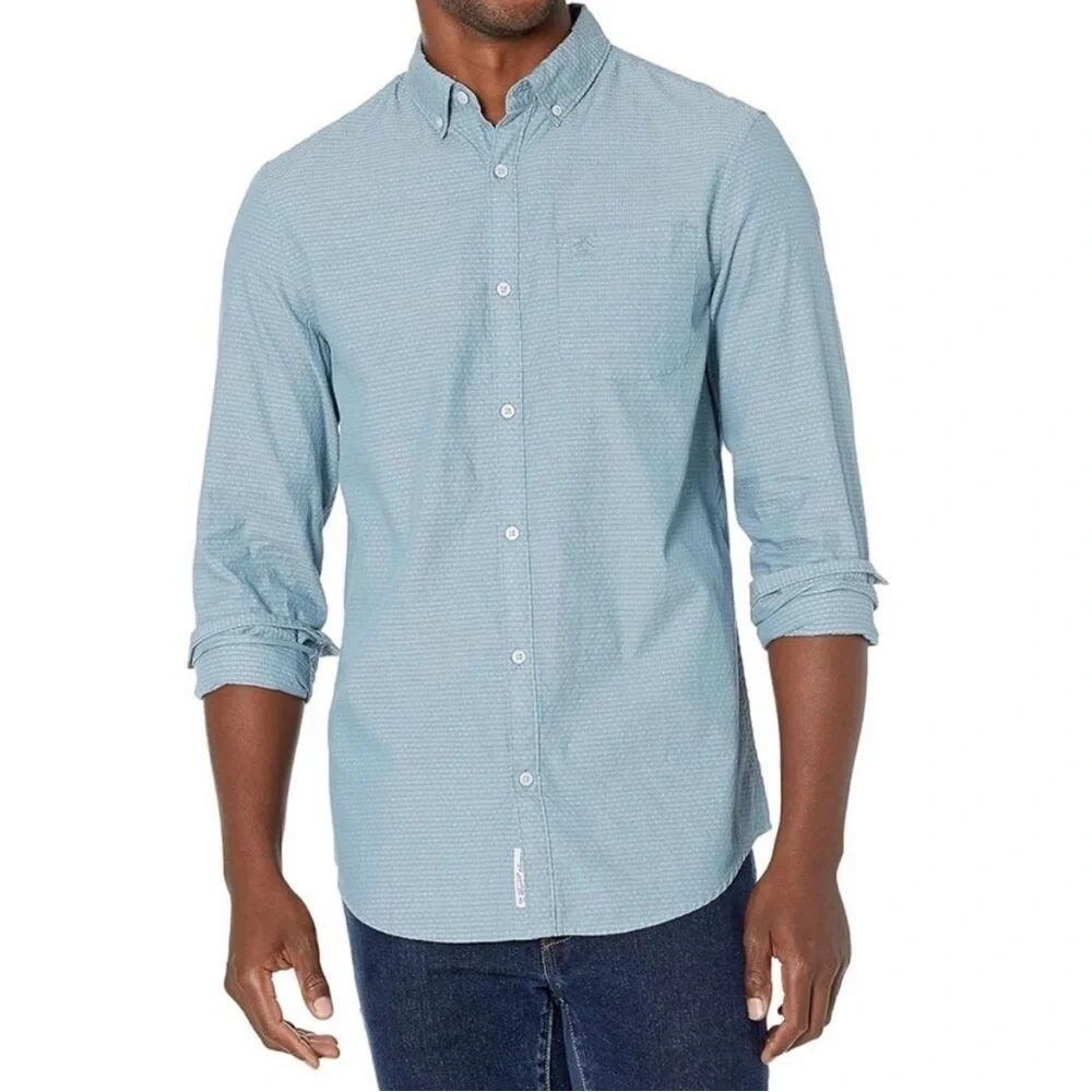 NEW Penguin men’s buttons Shirt Sky Blue LARGE